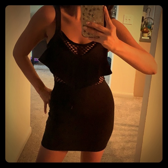 Material Girl Dresses & Skirts - Black with mesh club dress! Material Girl Dresses & Skirts - Black with mesh club dress!
